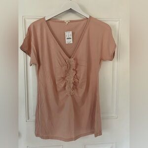 J. Crew Peach Ruffle Front Tee
